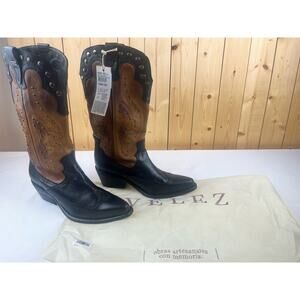 VELEZ- Black and Brown Leather Women's Boots.